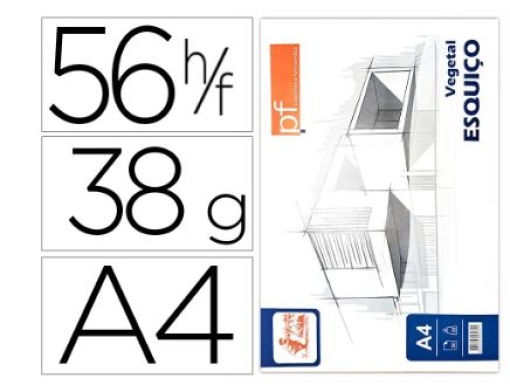 Bloco Papel Vegetal Papelaria Fernandes Esquiço A4 38gr 56 Folhas
