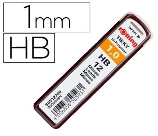 Minas Rotring 1mm HB Tubo C/12Minas