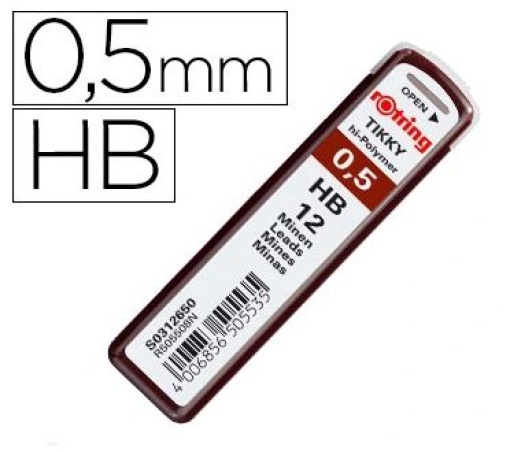 Minas Rotring 0,5mm HB Tubo 12minas  (10)