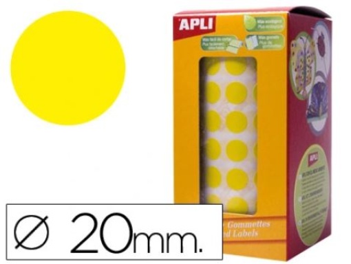 Etiquetas Apli Autoadesivas Circulares 20mm Amarelo em Rolo