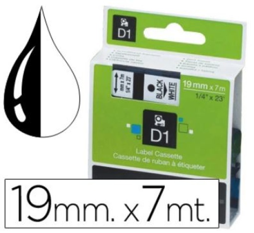 Fita Gravacao Dymo S0720830 D1 19mm x 7m Preto/Branco (45803)(Texto Preto Fita Branca)