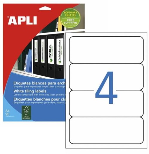 Etiquetas 190x61mm p / Lombadas Apli 25 Folhas A4 100un