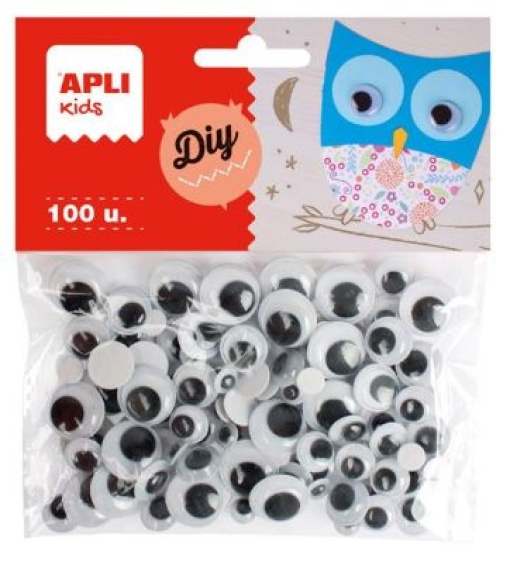 Olhinhos Redondos Apli Autocolantes 7-15mm Pretos 100un