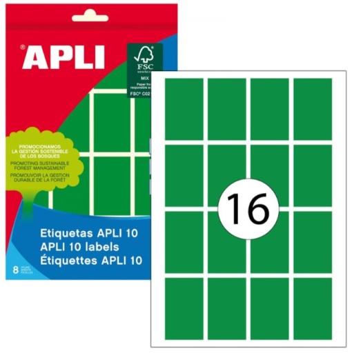 Etiqueta Adesiva Apli 025x040mm Verde 8fls (128un)