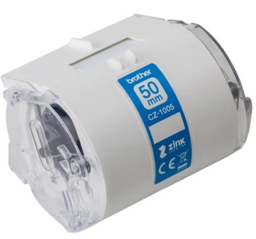 Rolo Papel Autocolante Continuo Branco Brother 50mmx5m CZ1005 (VC-500W)