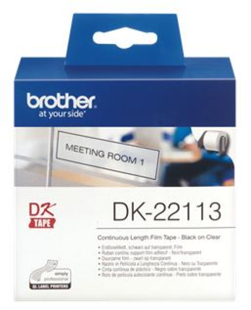 Rolo Pelicula Plastica Transparente Autocolante Brother 62mmx15,24m (DK22113)