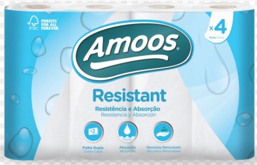 Rolo Papel Cozinha Amoos Resistant 2F (9mx22,4) Emb.4rolos 