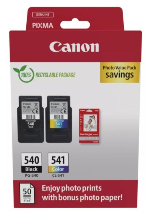 Tinteiro Canon Pixma 540/541 Preto/Cor + Papel (5225B013)