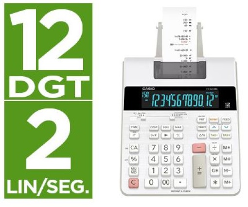 Calculadora de Secretaria Casio HR2650RC 12 Digitos C/Fita