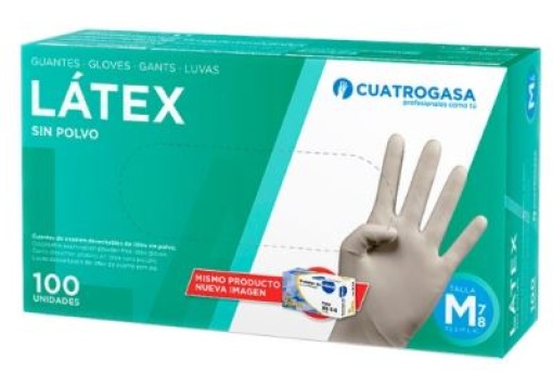 Luva Latex S/Po Cuatrogasa Branca 5g S (7-8) Cx.100