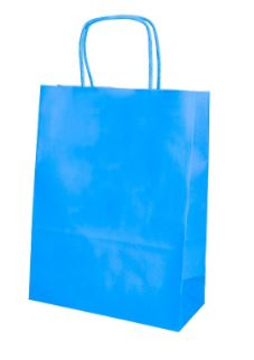 Saco Papel Kraft Asa Torcida 23x18x8 Azul
