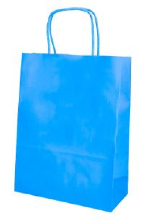 Saco Papel Kraft Asa Torcida 32x24x10 Azul
