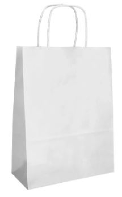 Saco Papel Branco C/Asa Torcida 23x18x8cm