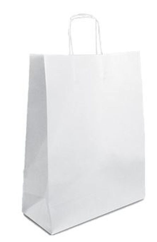 Saco Papel Branco C/Asa Torcida 40x32x12cm