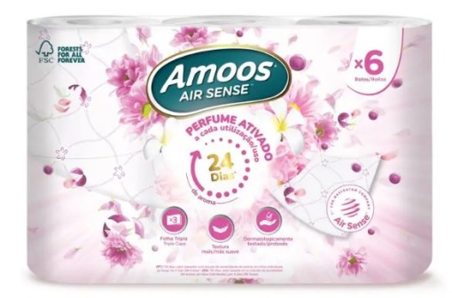 Papel Higienico Domestico Amoos Air Sense Deco 3F 20mt Pack 42rolos
