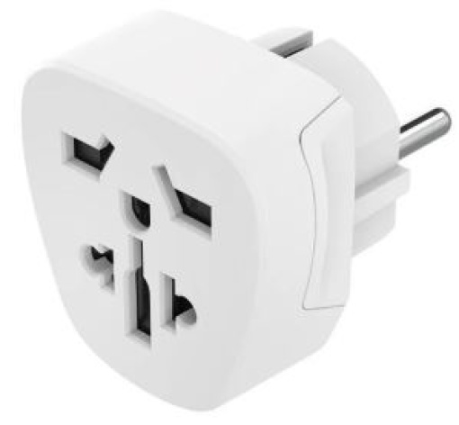 Adaptador Corrente Viagem UK/EURO Type E+ F Branco
