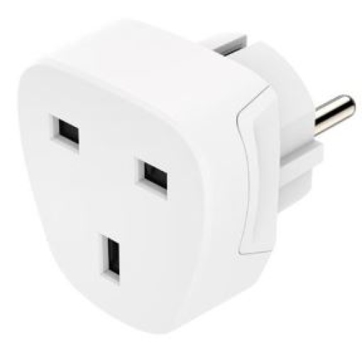 Adaptador Corrente Viagem UK/EURO Type E+ F Branco