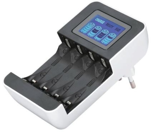 Carregador Pilhas Recarregaveis Hama AA e AAA 4 NiMH C/ LCD