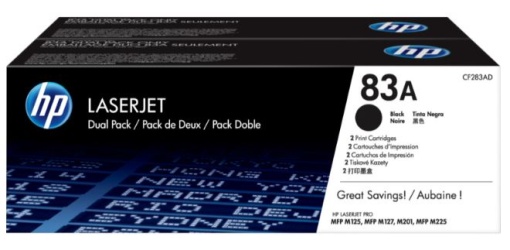 Toner HP Laserjet Pro MFP M125/M127 Preto 83A Pack 2