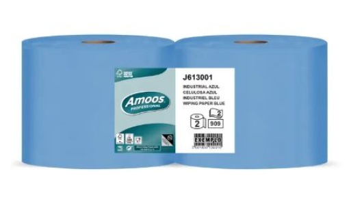 Rolo Industrial Azul Amoos Professional 2Fls (909S) 300mt Pack 2uni