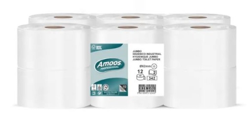 Papel Higienico Jumbo Amoos Professional 2Fls (342S) 120mt Pack 12uni