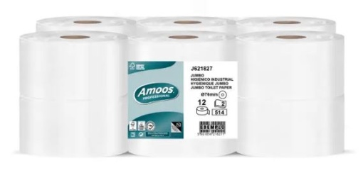 Papel Higienico Jumbo Amoos Professional 2Fls (514S) 180mt Pack 12uni