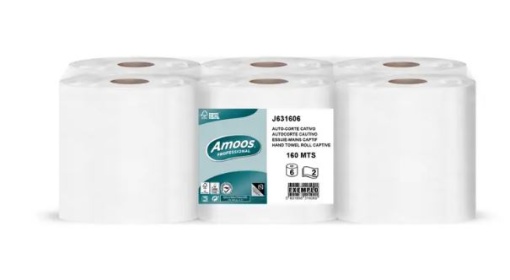 Rolo Toalha Mao Auto-Corte Amoos Professional 2Fls 160mt Pack 6uni