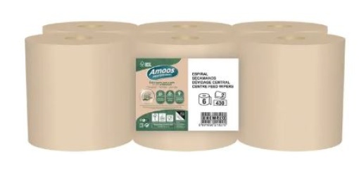 Rolo Espiral Amoos Professional Natural Soft 2Fls (430S) 125mt Pack 6un