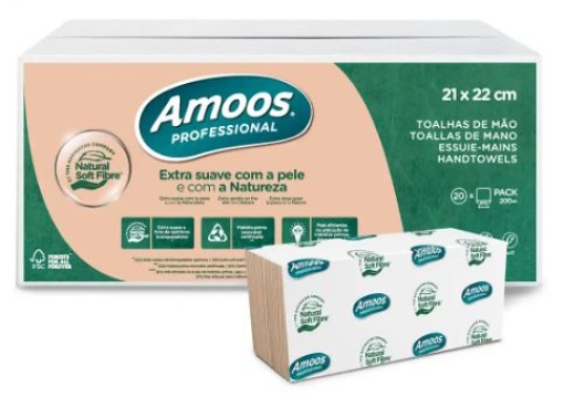 Toalha Mao Zig-Zag Tissue Amoos Professional Natural Soft 2F 21x22 (20mc x 200un) Cx.4000un