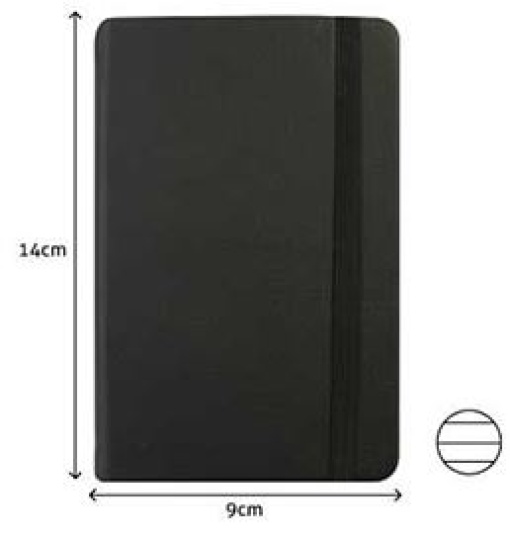 Bloco Notas Pautado 14x9cm Semi Pele Preto 116Fls