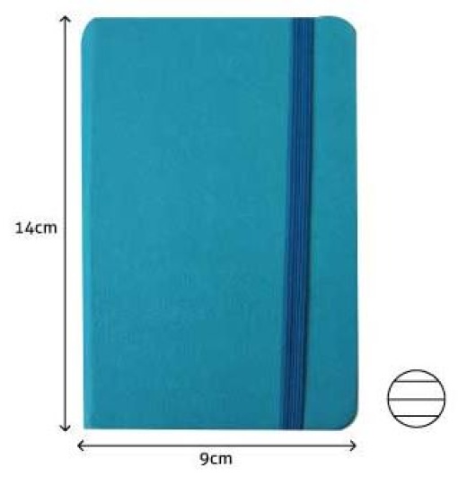 Bloco Notas Pautado 14x9cm Semi Pele Azul Turquesa 116Fls