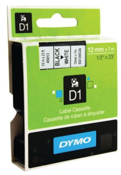 Fita Gravaçao Dymo D1 12mmx7m Preto/Branco (SO720530) (45013)