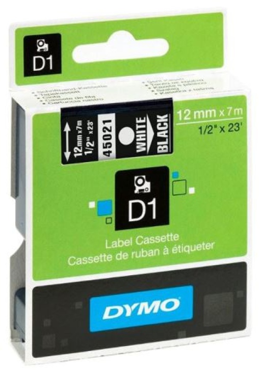 Fita Gravacao Dymo D1 12mmx7m Branco/Preto (SO720610) (45021)