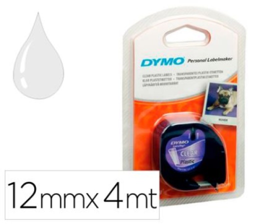 Fita Gravaçao Plastica Dymo Letratag 12mmx4m Preto/Transparente (S0721530) (12267)
