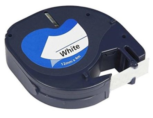Fita Gravaçao Plastica Dymo Letratag Compativel 12mmx4m Preto/Branco (SO721660)(91201)