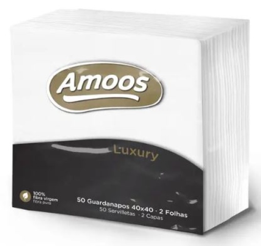 Guardanapo Amoos Luxury 40x40 2F Cx.24mc x50un Branco (1200un)
