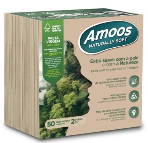 Guardanapo Amoos Natural Soft 33x33 2F Cx.30mc x50un Castanho (1500un)