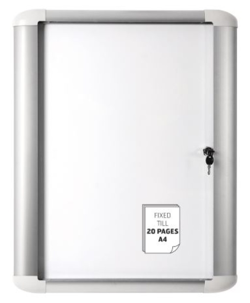 Vitrine Aluninio Mastervision Exterior (1039x1308) Fundo Magnetico Porta Vidro Abertura Lateral C/Chave  (16Folhas A4) 
