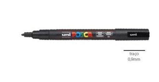 Marcador Uniball Posca PC3M 0,9mm Preto (24)