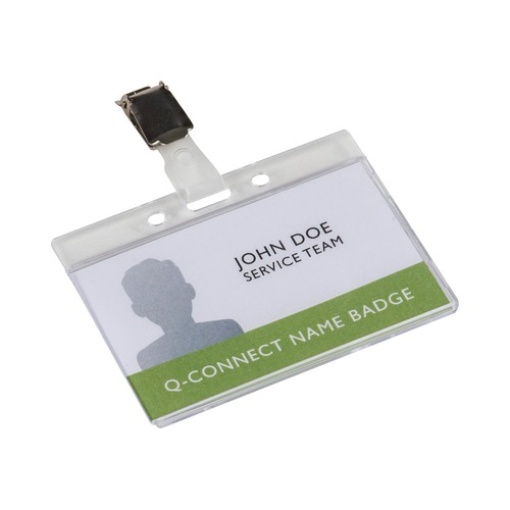Identificador Q-Connect Rigido Plastico Acabamento Brilhante c/Mola KF14148 9x6,7 cm.