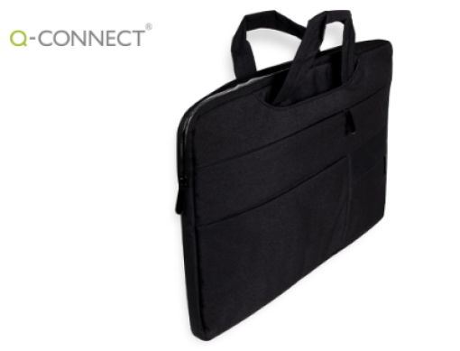 Mala para Portatil Q-Connect 15,6" C/Asas Retrateis C/ Fecho e 3 Bolsas Exteriores Preto 390x280mm (KF17241)