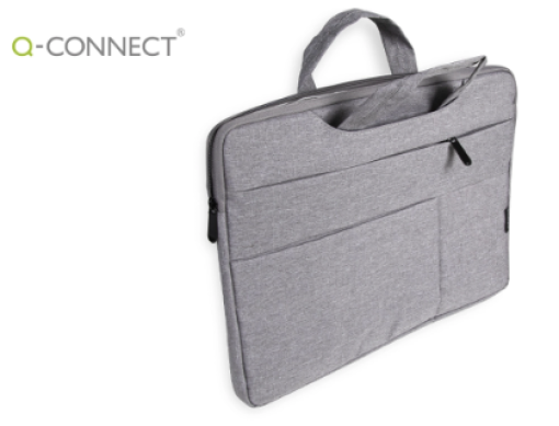 Mala para Portatil Q-Connect 15,6" C/Asas Retrateis C/ Fecho e 3 Bolsas Exteriores Cinza 390x280mm (KF17242)
