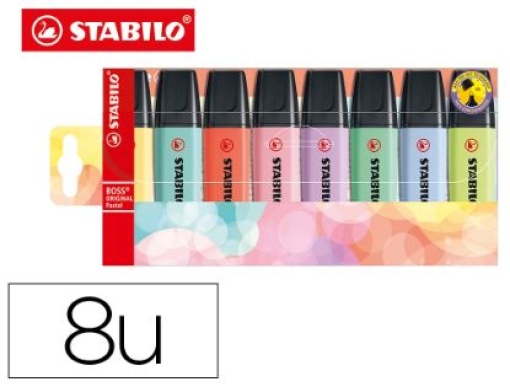 Marcador Stabilo Boss Fluorescente 70 Pastel Estojo 8 Unid Cores Sortidas

