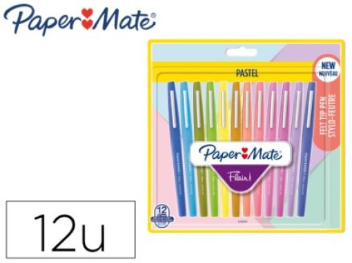 Marcador Paper Mate Flair Pastel Ponta Fibra Cx.12 Cores Sortidas
