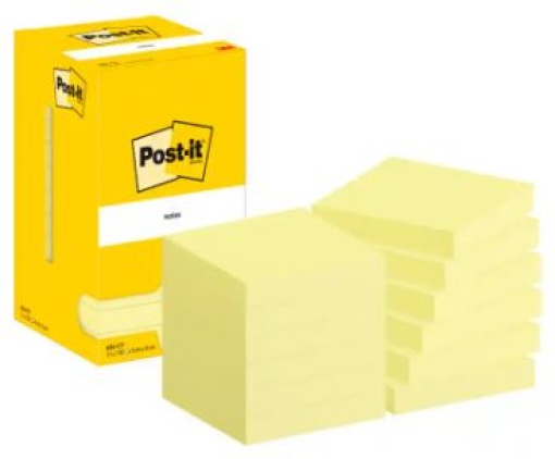 Bloco Notas Adesivas Post-it Amarelo 76x76mm Embalado Individualmente Cx.10un (6820-CY-W10)
