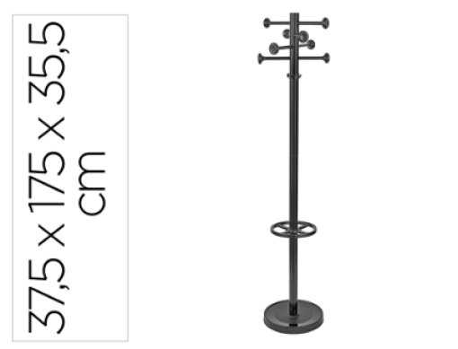 Cabide Maul Grando Metalico 8 Suportes e Porta Guarda Chuva Preto 375x1750x365mm (9406090)