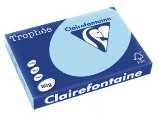 Papel Copia Trophee A3 80gr Azul Celeste Pastel (resma)