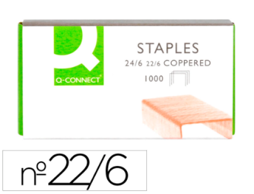 Agrafos Q-Connect 22/6 Cobreados Cx.1000 (KF01279)