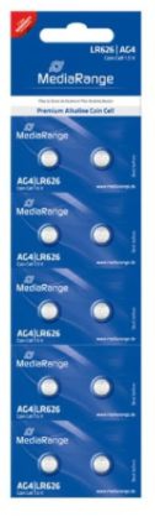 Pilhas Mediarange Alcalinas Coin Cell AG4 | LR626 - Pack 10