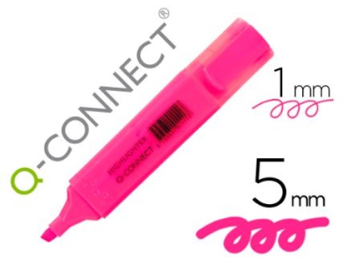Marcador Fluorescente Q-Connect de Ponta Biselada Rosa (KF01112)